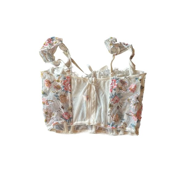 Victorias Secret Dream Angels Sheer Floral Corset Coquette Fairy 34C White Pink - Picture 3 of 6